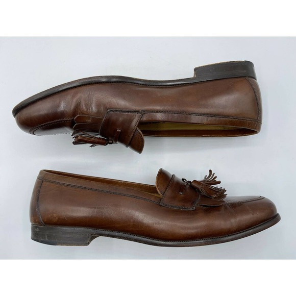 Mezlan Men's Size 10 M Santander Brown Tan Leather Slip-On Tassel Loafer Shoes - Picture 4 of 12